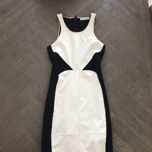 Zara Faux White Leather/ Black Material Dress